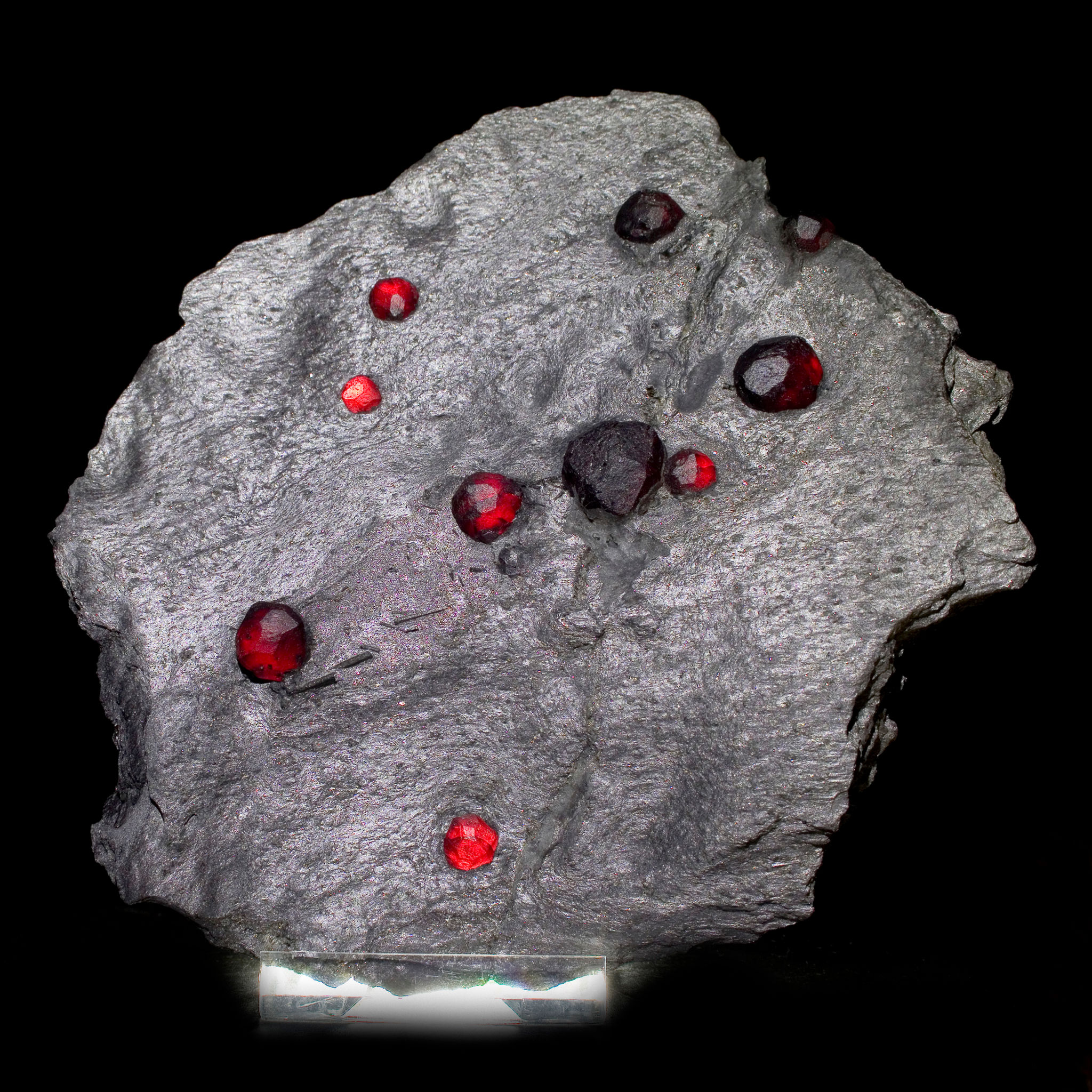 Almandine-Pyrope Garnet in Graphite Plate - Red Embers Mine, MA - Studio Mineralia Earth Art Gallery