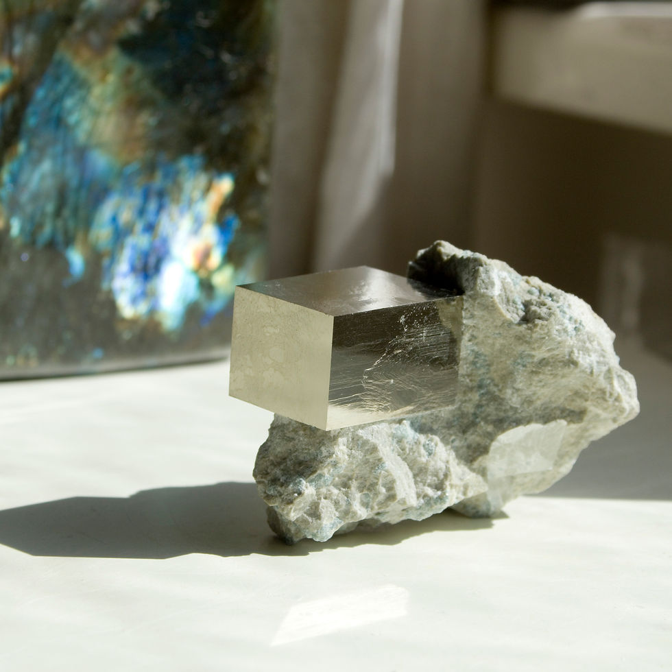 Interestingly Oblong Pyrite Crystal on Matrix. Navajun, Spain