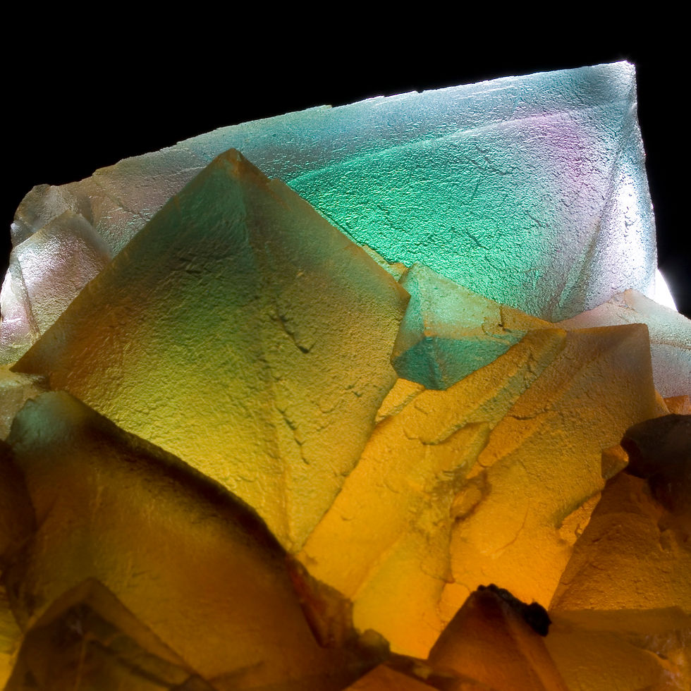 Thumbnail: Green Octahedral Fluorite with Magenta Phantoms - De'an Fluorite Mine, China -  Studio Mineralia Earth Art Gallery