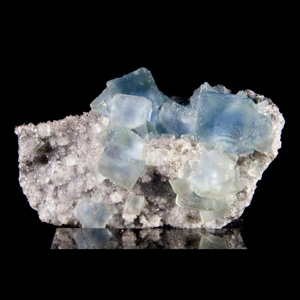 Thumbnail: Fluorite on Miniature Quartz - Longyan, China - Studio Mineralia Earth Art Gallery