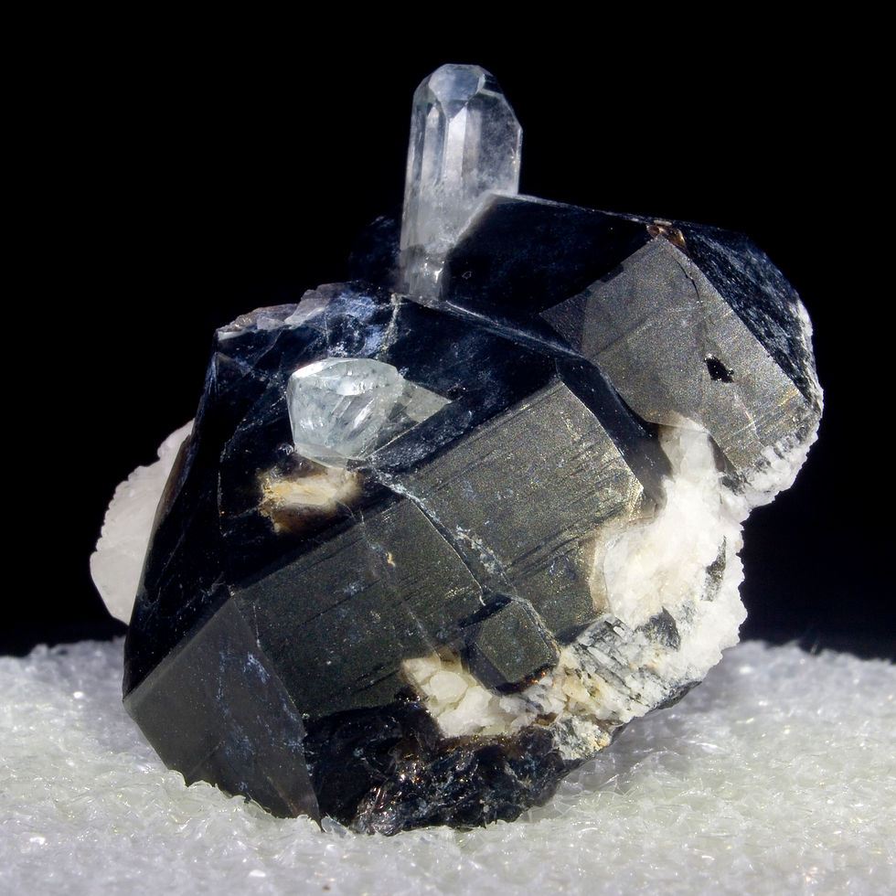 Thumbnail: Blue Topaz on Smoky Quartz with Feldspar - Minas Gerais, Brazil - Studio Mineralia Earth Art Gallery