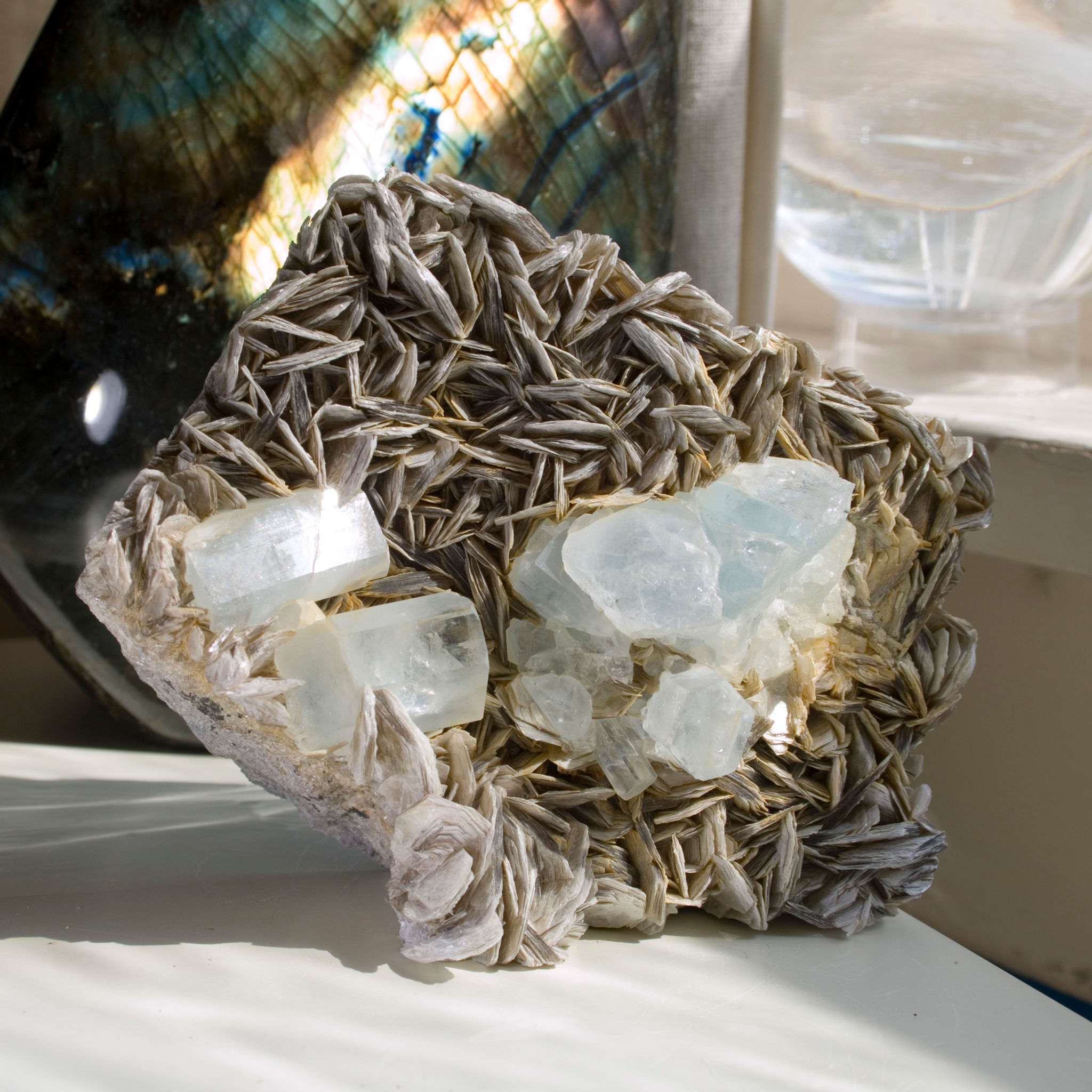 Aquamarine & Muscovite on Matrix