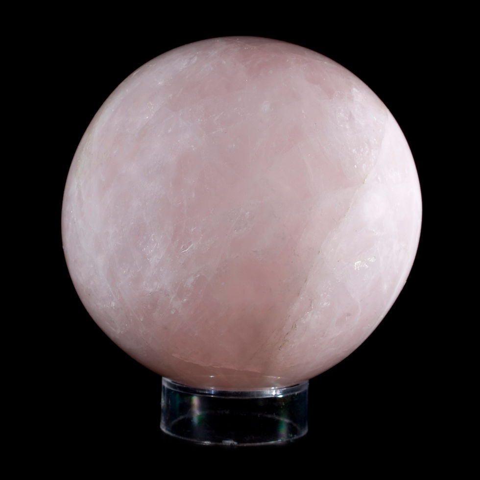 A three-inch sphere of Lavender Rose Quartz. Rose Quartz is a January birthstone traditional 5th anniversary gift