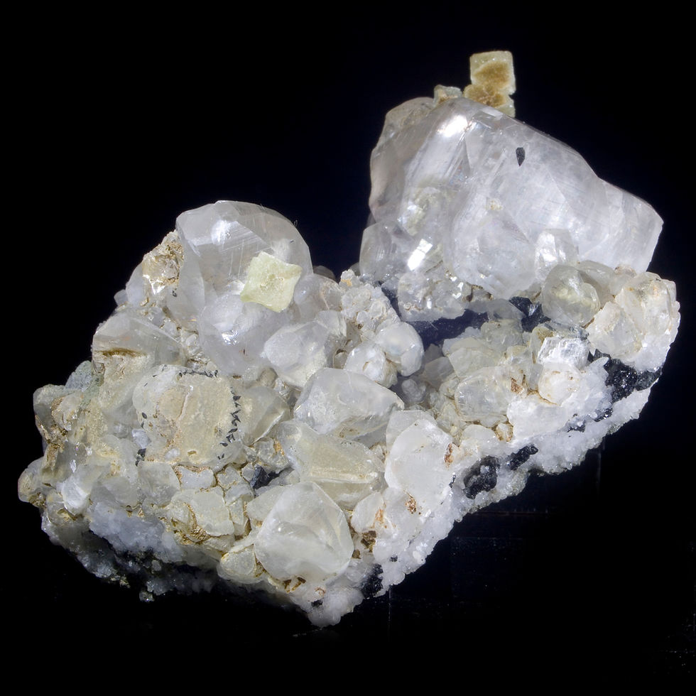 Babingtonite and Calcite with Prehnite - Roncari Quarry, Connecticut - Studio Mineralia Earth Art Gallery