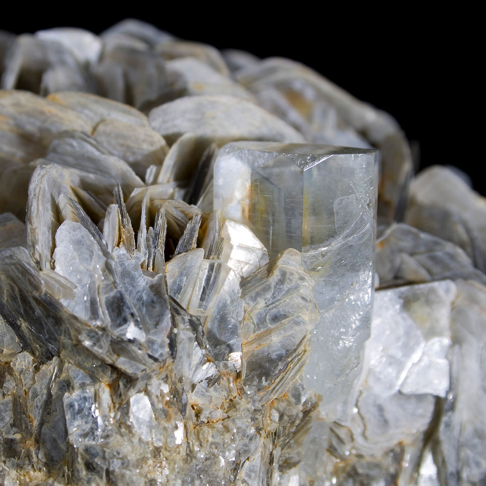Gemmy, terminated natural Aquamarine crystals with Muscovite mica make a spectacularly compelling small cabinet mineral