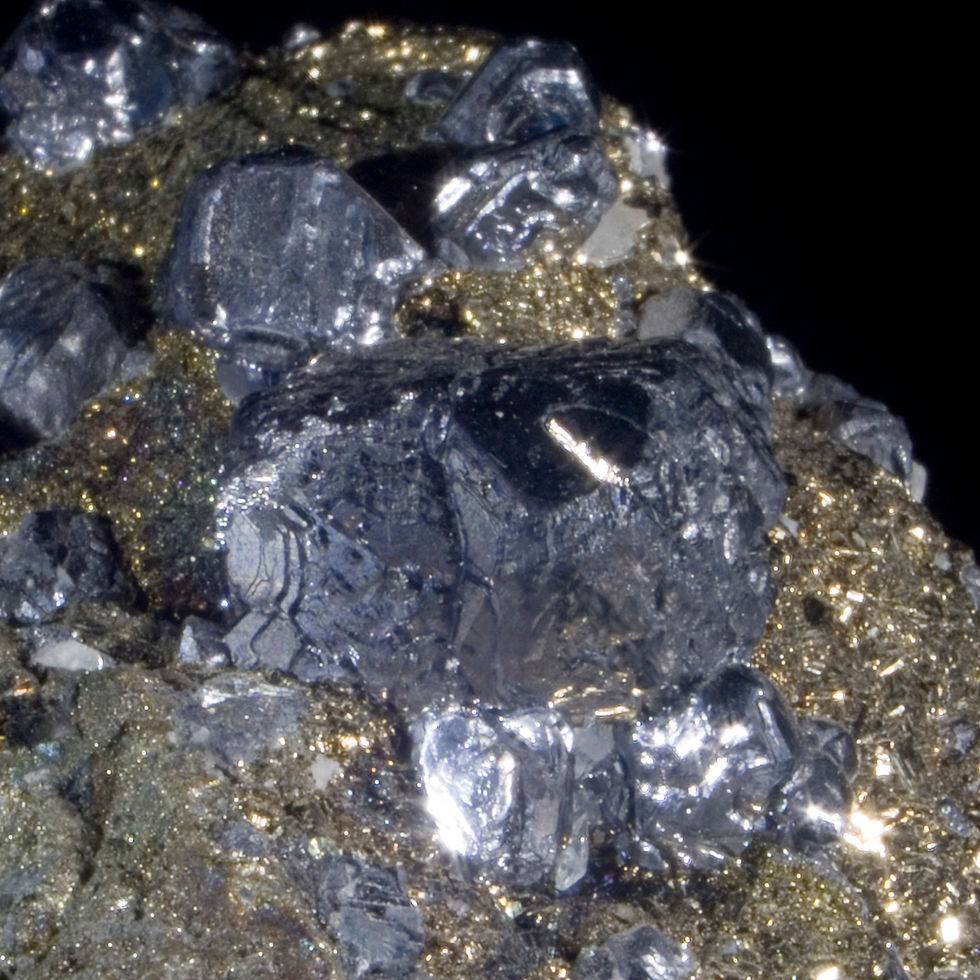 Thumbnail: Galena on Pyrite - Naica Mine, Mexico - Studio Mineralia Earth Art Gallery