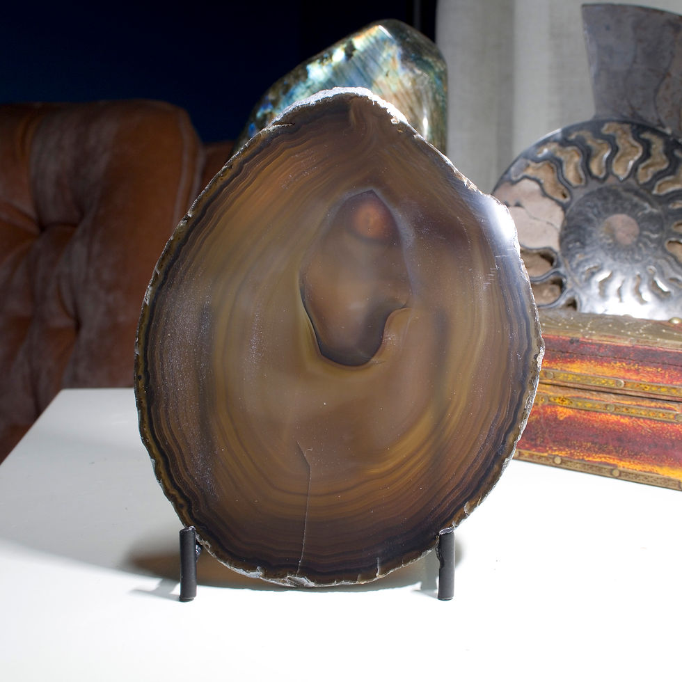 Particularly picturesque thin, translucent banded Agate. Totally translucent, windowsill perfect! A next level display of nat