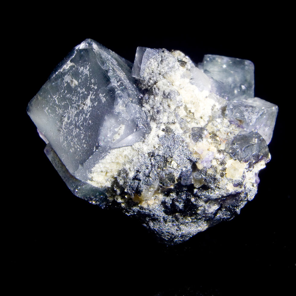 Tiny Purple-Zoned Fluorite with Byssolite - Yaogangxian Mine, China - Studio Mineralia Earth Art Gallery
