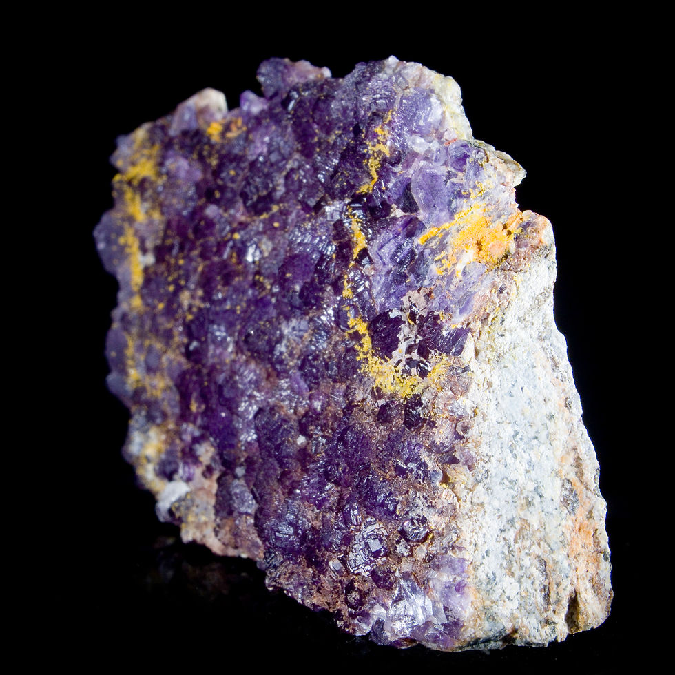 Thumbnail: Fluorite with Mimetite - Cholla Cat Mine, Arizona - Studio Mineralia Earth Art Gallery