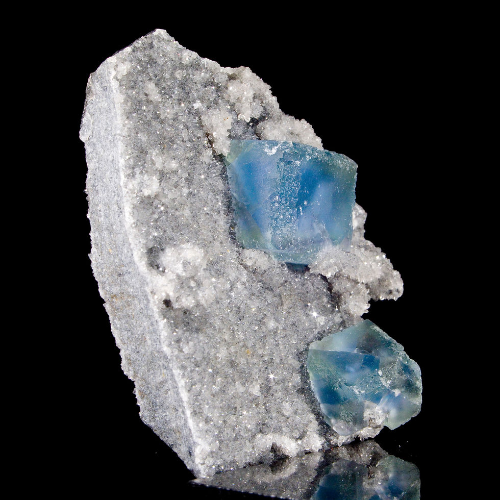 Fluorite on Miniature Quartz - Longyan, China - Studio Mineralia Earth Art Gallery