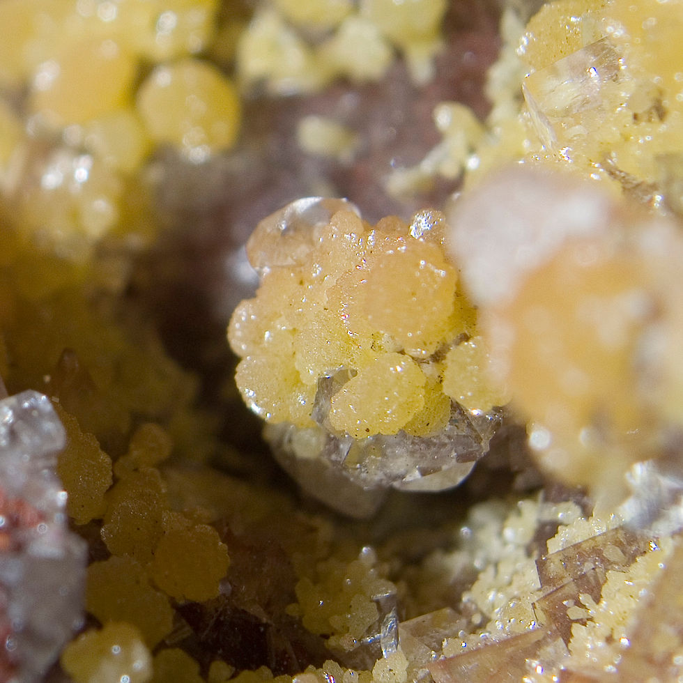 Thumbnail: Mimetite and Calcite - Santa Eulalia, Mexico - Studio Mineralia Earth Art Gallery