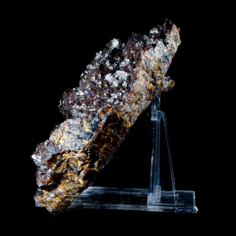 Thumbnail: Calcite on Sphalerite - Elmwood Mine, Tennessee, USA - Studio Mineralia Earth Art Gallery