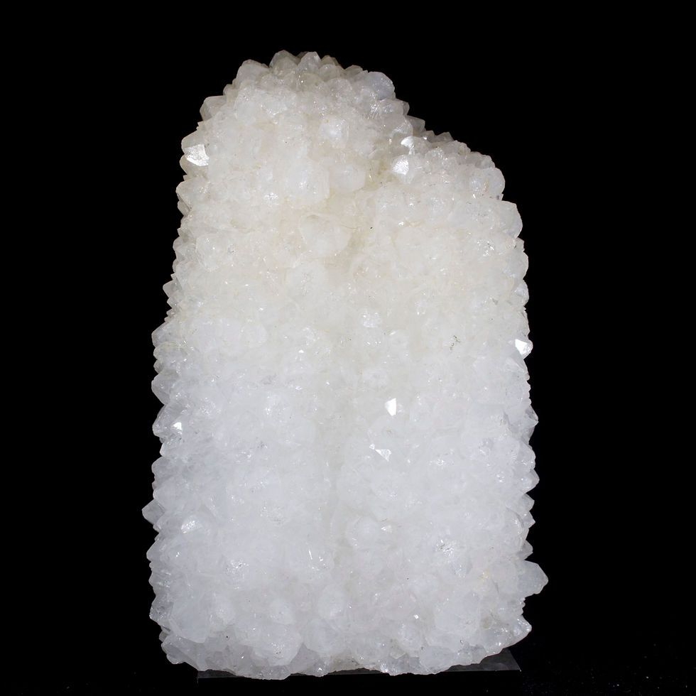 Thumbnail: Translucent Twin MM Quartz & Chalcedony Stalactites. More that six delicate strands of Chalcedony for the core of this 4 inch