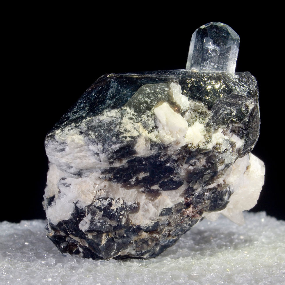 Thumbnail: Blue Topaz on Smoky Quartz with Feldspar - Minas Gerais, Brazil - Studio Mineralia Earth Art Gallery