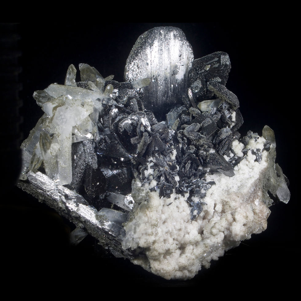 Ferberite with Quartz and Chlorite - Yaogangxian Mine, China - Studio Mineralia Earth Art Gallery