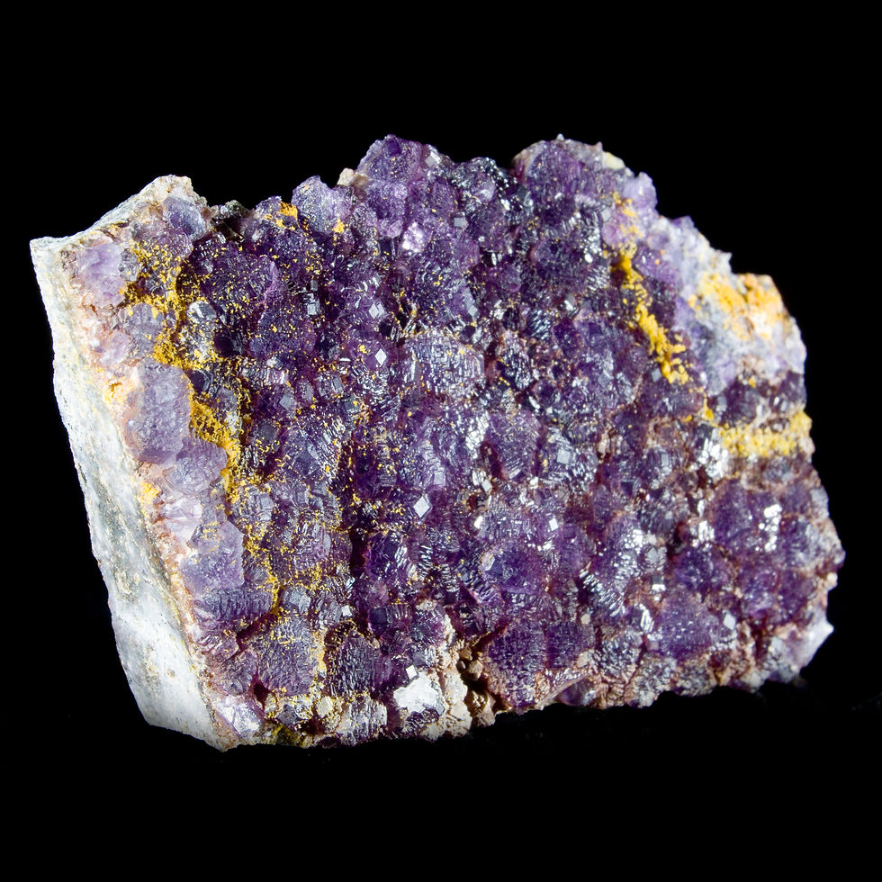 Thumbnail: Fluorite with Mimetite - Cholla Cat Mine, Arizona - Studio Mineralia Earth Art Gallery