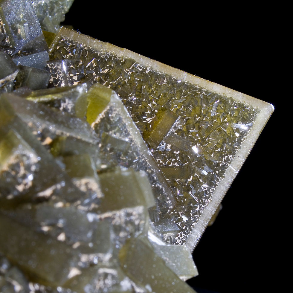 Thumbnail: Golden Barite and Fluorite - Xiefang Mine, China - Studio Mineralia Earth Art Gallery