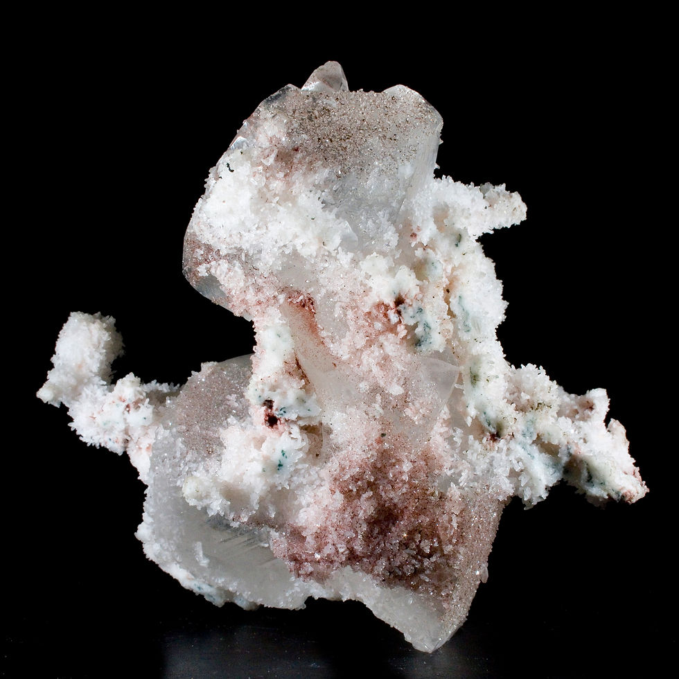 Thumbnail: Graceful Calcite on Chalcedony - Studio Mineralia: The Earth Art Gallery