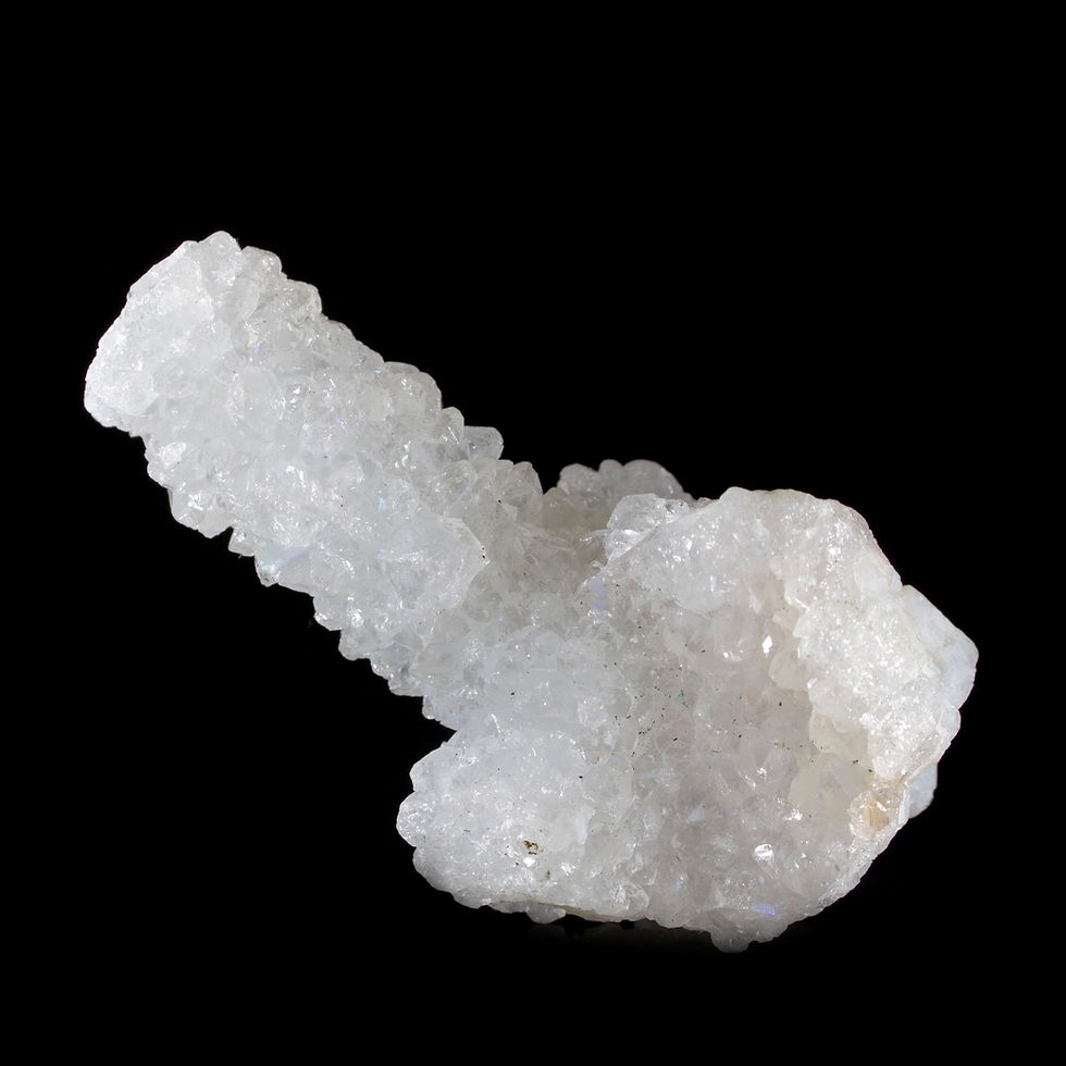 Thumbnail: A central base section of MM scale Quartz that grew over a thin Chalcedony Stalactite.