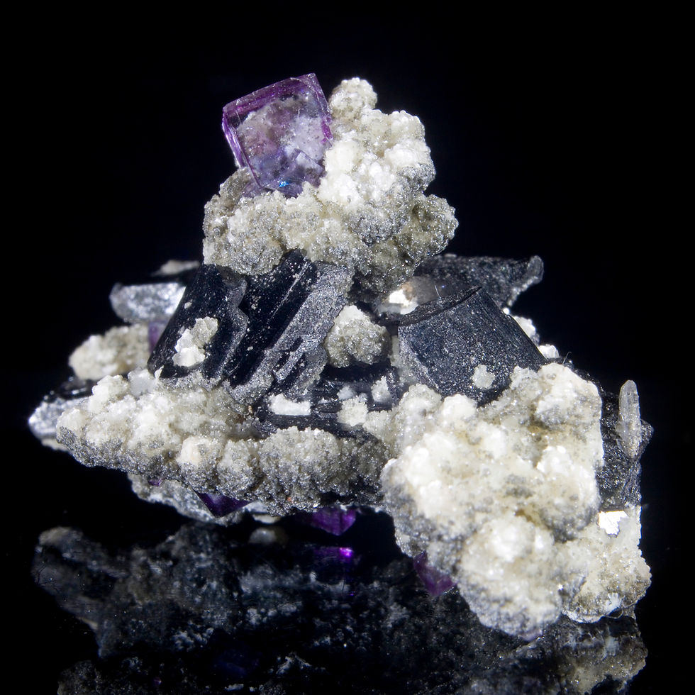 Fluorite on Ferberite - Yaogangxian Mine, China - Studio Mineralia Earth Art Gallery
