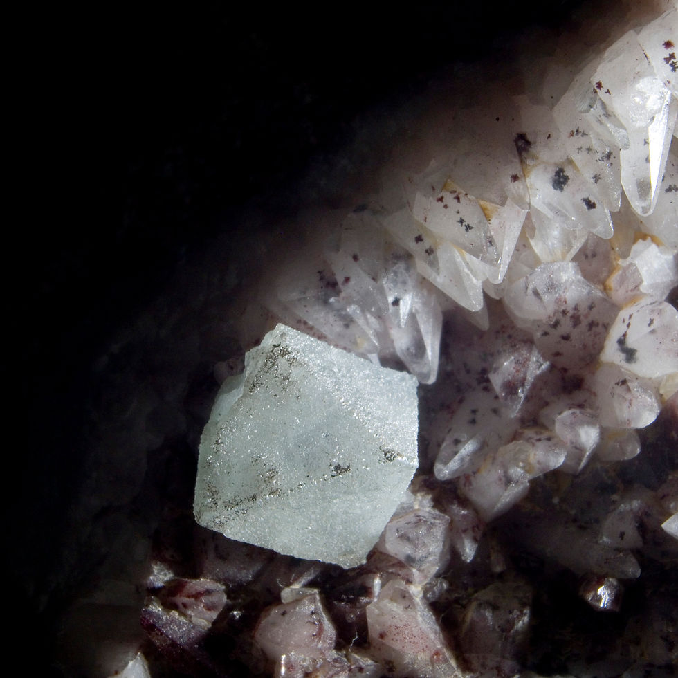 Thumbnail: Fluorite on Calcite - Artenberg Quarry. Germany - Studio Mineralia Earth Art Gallery