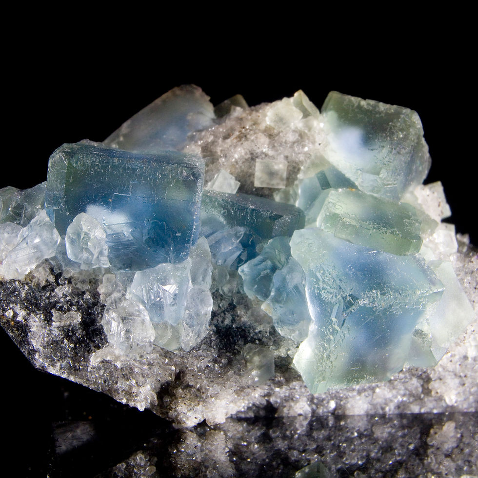 Thumbnail: Fluorite on Miniature Quartz - Longyan, China - Studio Mineralia Earth Art Gallery