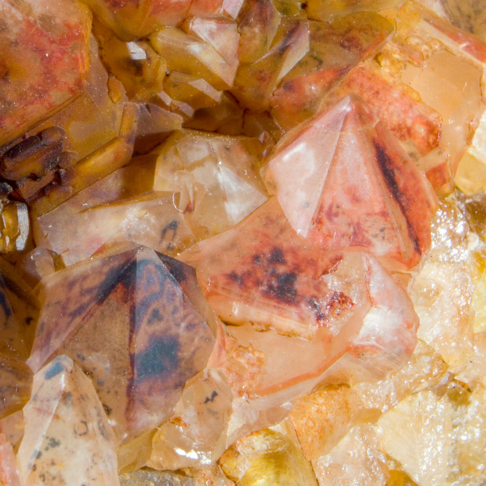 Thumbnail: Hematite and  Goethite Included Quartz on Fluorite - Sidi Said, Morocco - Studio Mineralia Earth Art Gallery