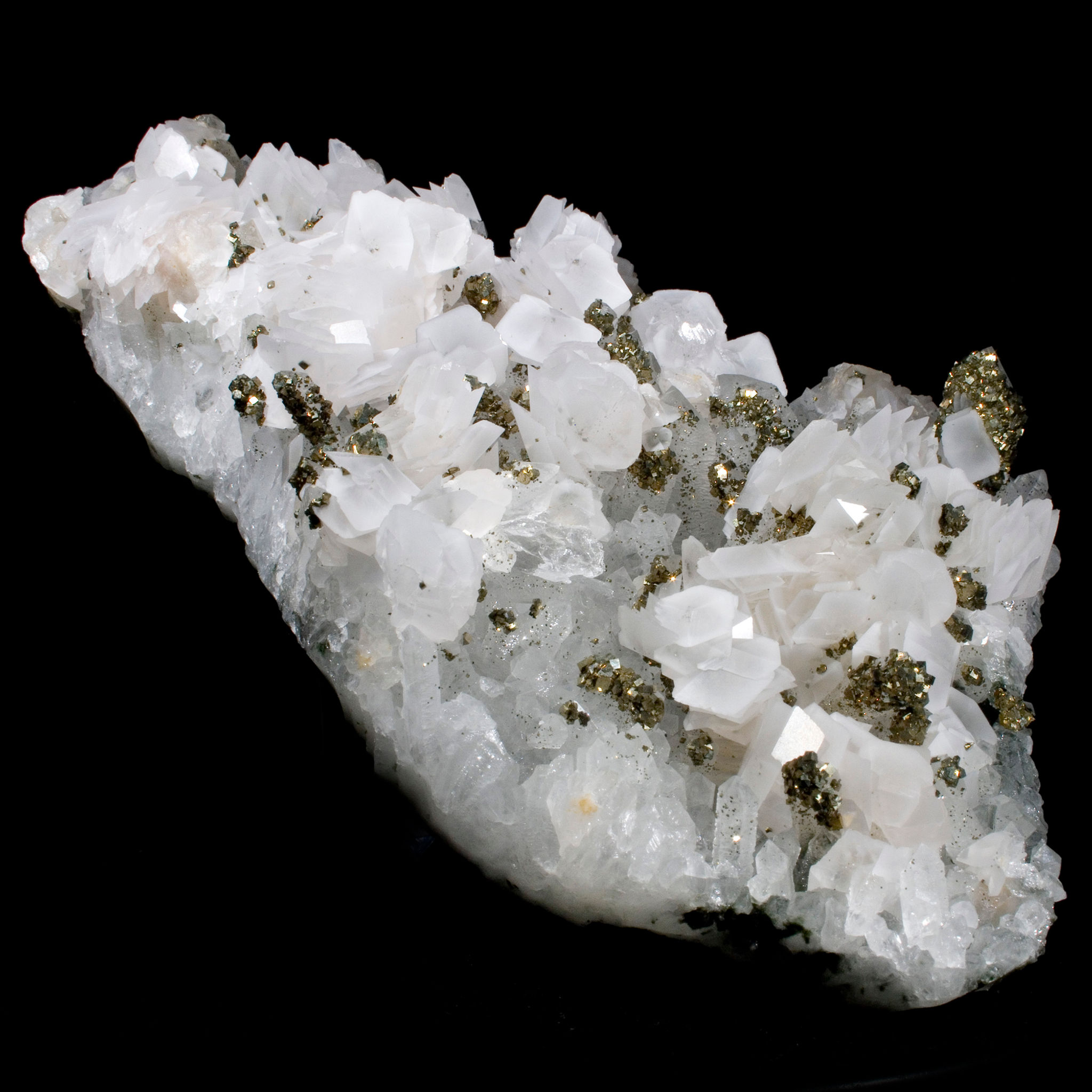Manganoan Calcite with Quartz and Pyrite - Manaoshan Mine, China - Studio Mineralia Earth Art Gallery