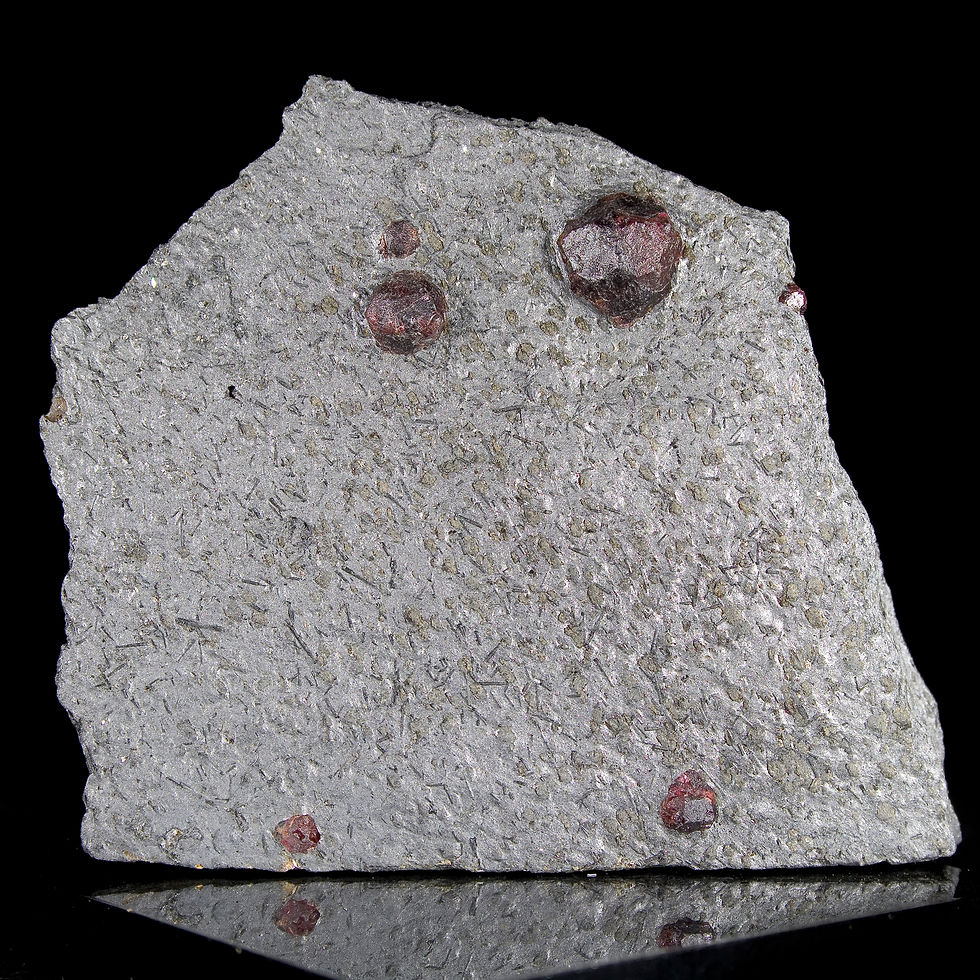 Thumbnail: Almandine-Pyrope Garnet in Graphite Mini Plate - Red Embers Mine, MA - Studio Mineralia Earth Art Gallery