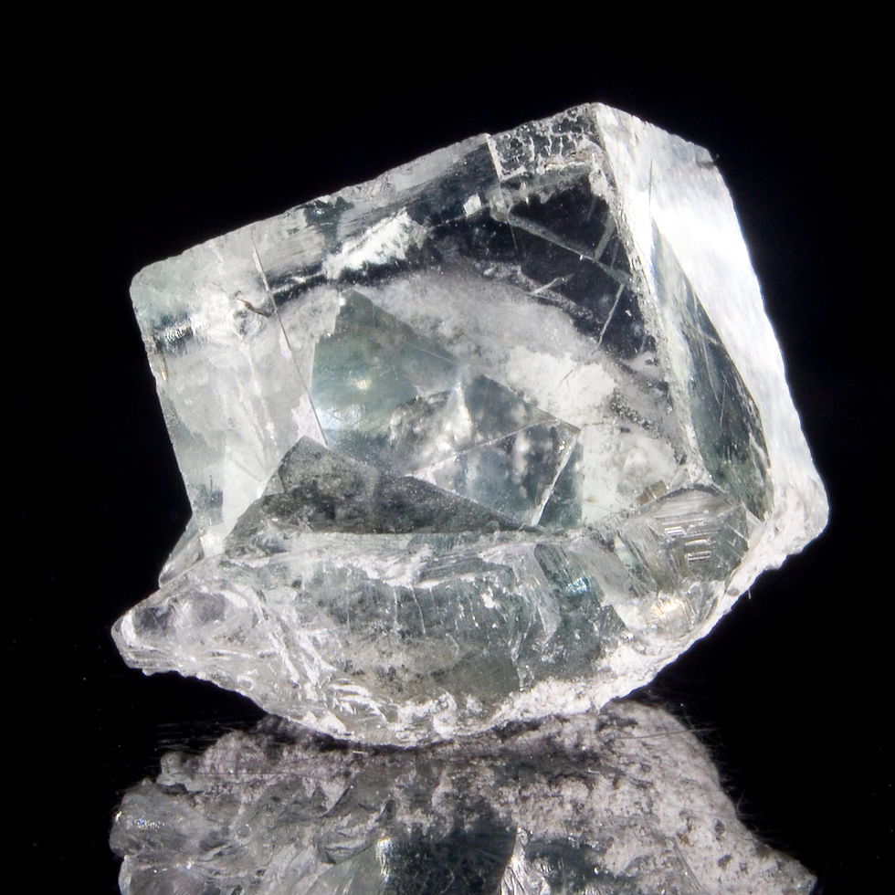 Thumbnail: Clear Green Fluorite Cube Miniature - Xianghualing Mine, China - Studio Mineralia Earth Art Gallery