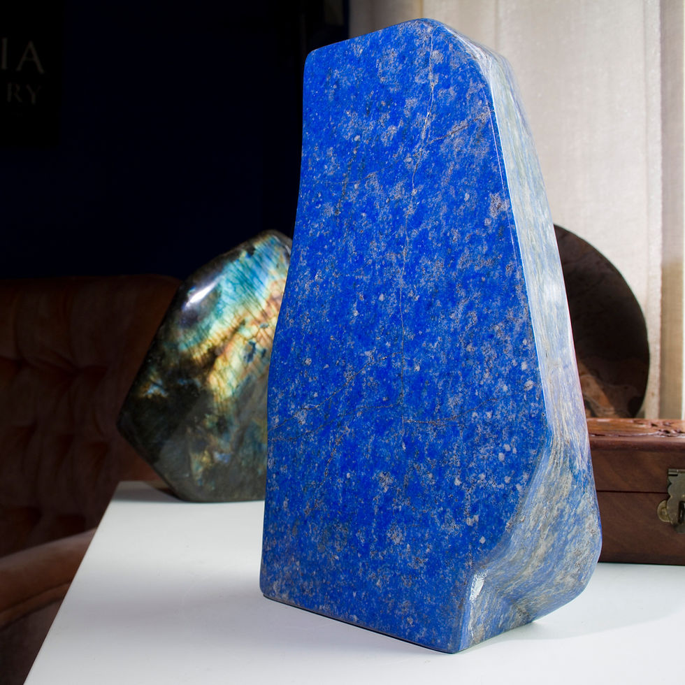 Thumbnail: Polished Afghan Lapis Lazuli Tower dotted with Sodalite and sparkling golden Pyrite. Freestanding, hand polished and stunning