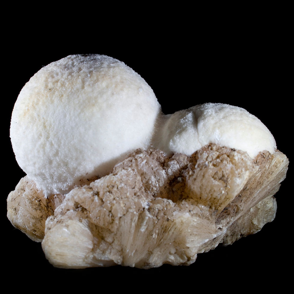 Golf-Ball Botryoidal Mordenite on Stilbite