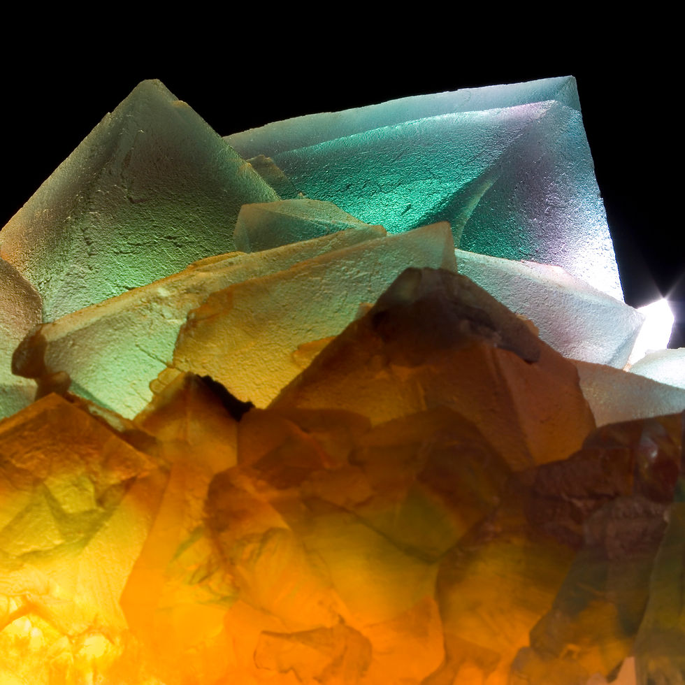 Thumbnail: Green Octahedral Fluorite with Magenta Phantoms - De'an Fluorite Mine, China -  Studio Mineralia Earth Art Gallery