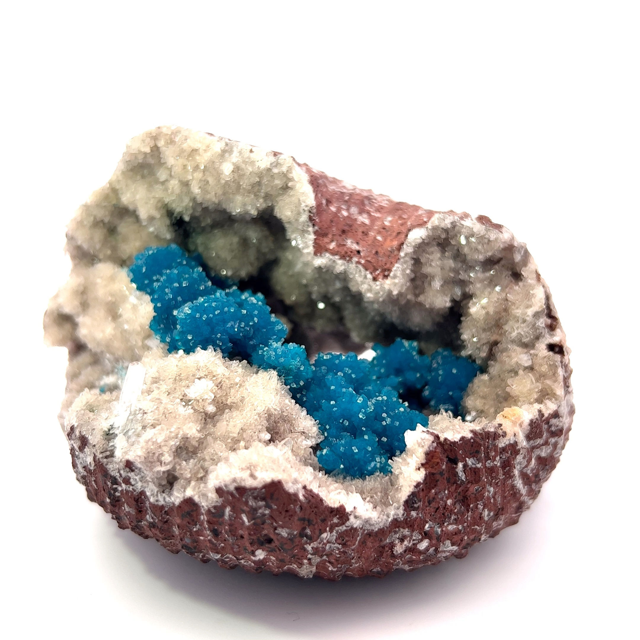 Cavansite with Calcite on Heulandite In Situ