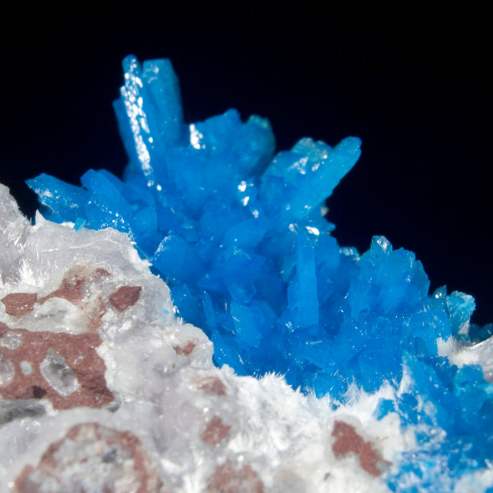 Thumbnail: Emerging Pentagonite on Chalcedony with Mordenite on Basalt.