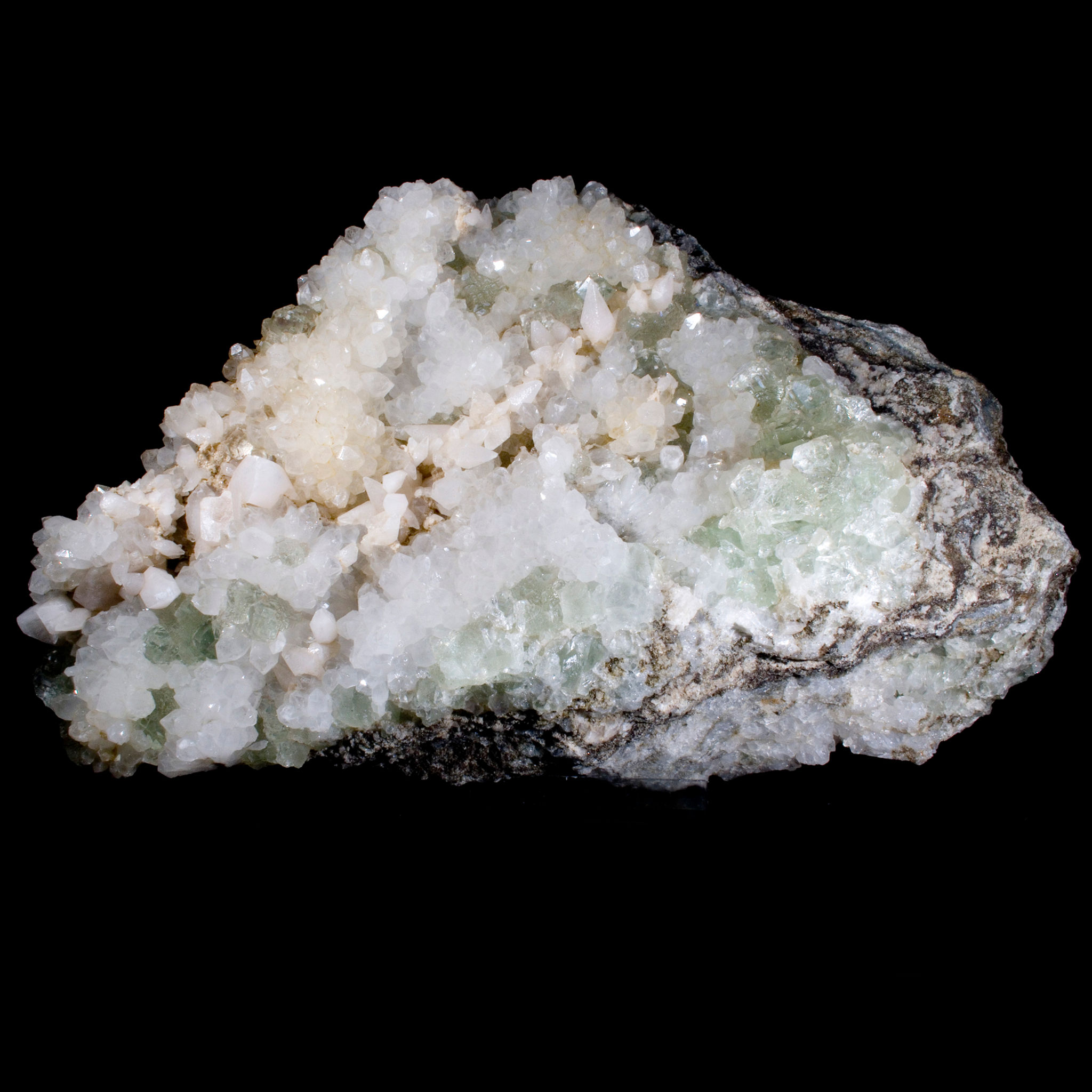 Scalenohedral Calcite with Fluorite and Quartz - Manaoshan Mine, China - Studio Mineralia Earth Art Gallery