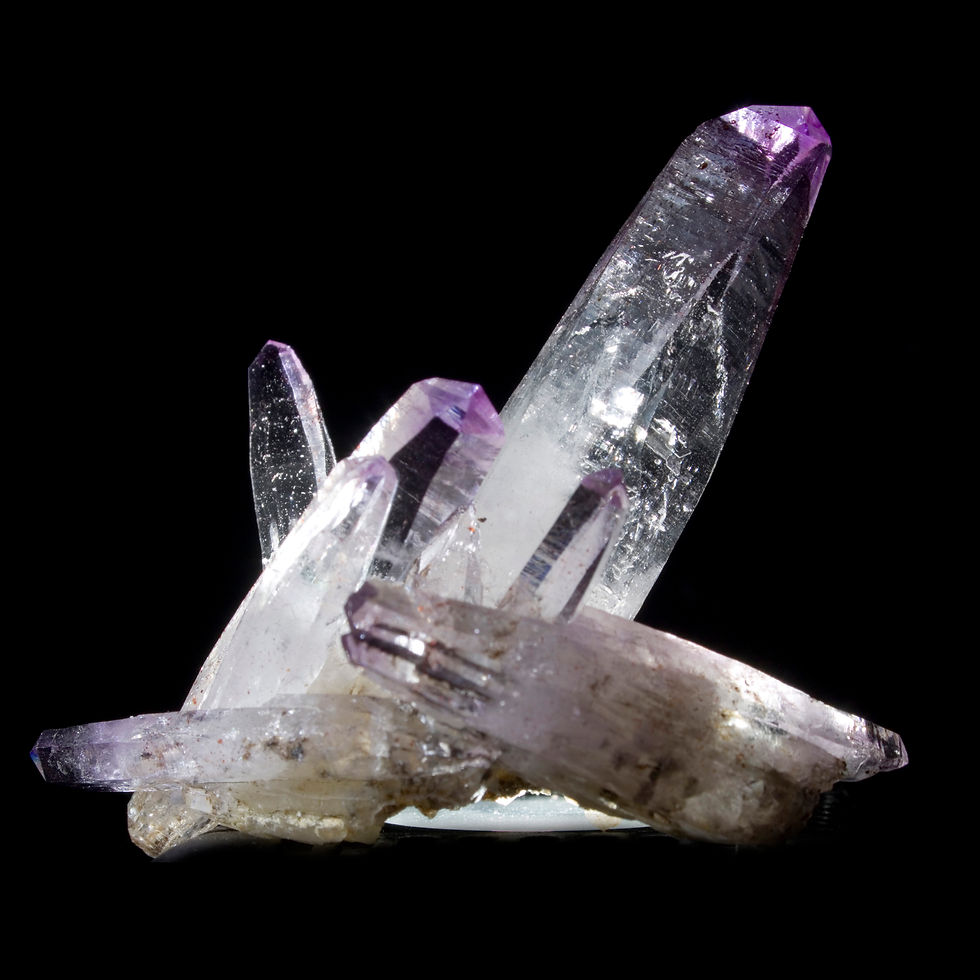 Thumbnail: Freestanding Vera Cruz Amethyst Cluster with 8 crystal termination points are present in this graceful, matrix-less,