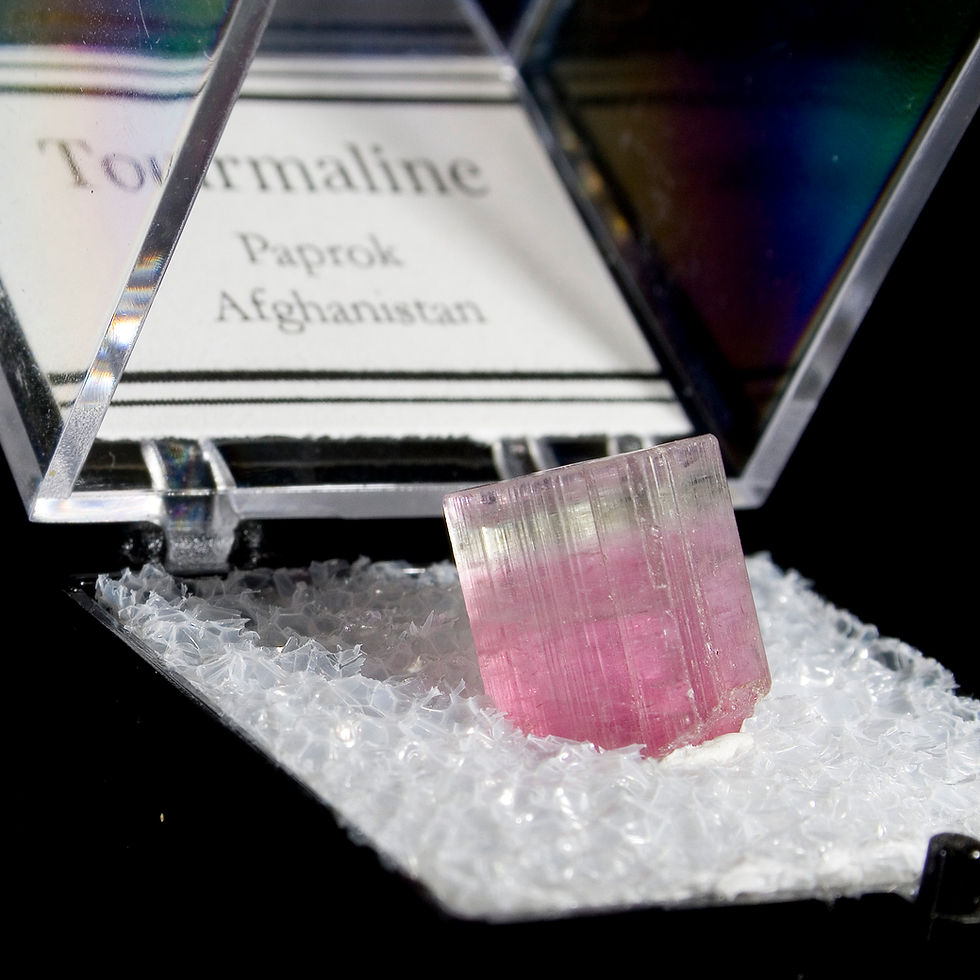 Tri-Tone Tourmaline - Paprock, Afghanistan - Studio Mineralia Earth Art Gallery