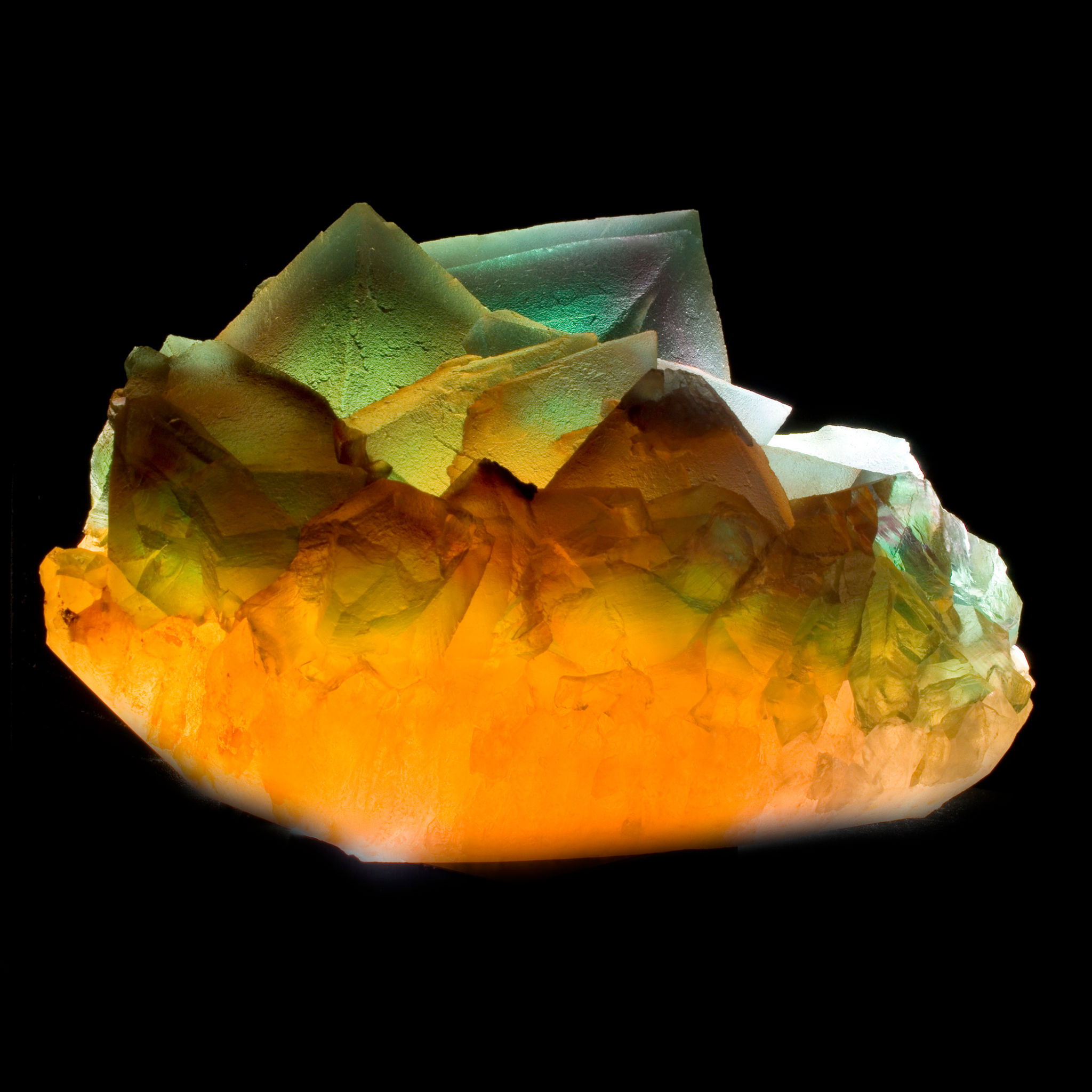 Green Octahedral Fluorite with Magenta Phantoms - De'an Fluorite Mine, China - Studio Mineralia Earth Art Gallery