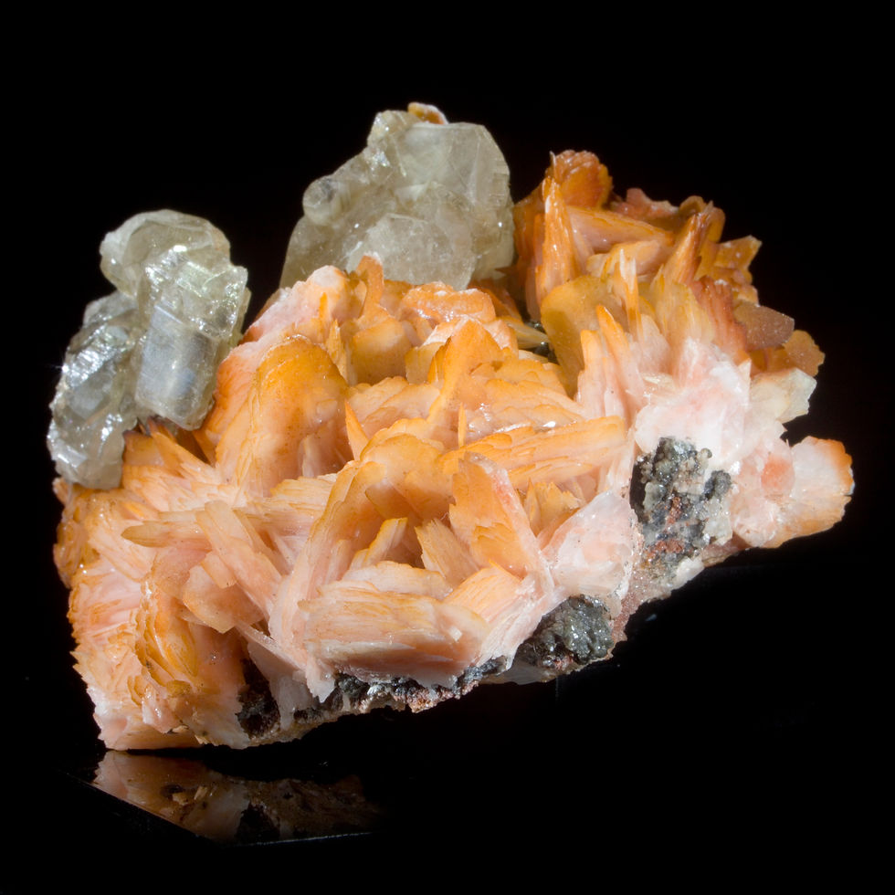 Thumbnail: Cerussite and Barite with Galena - Mibladen, Morocco. Studio Mineralia Earth Art Gallery