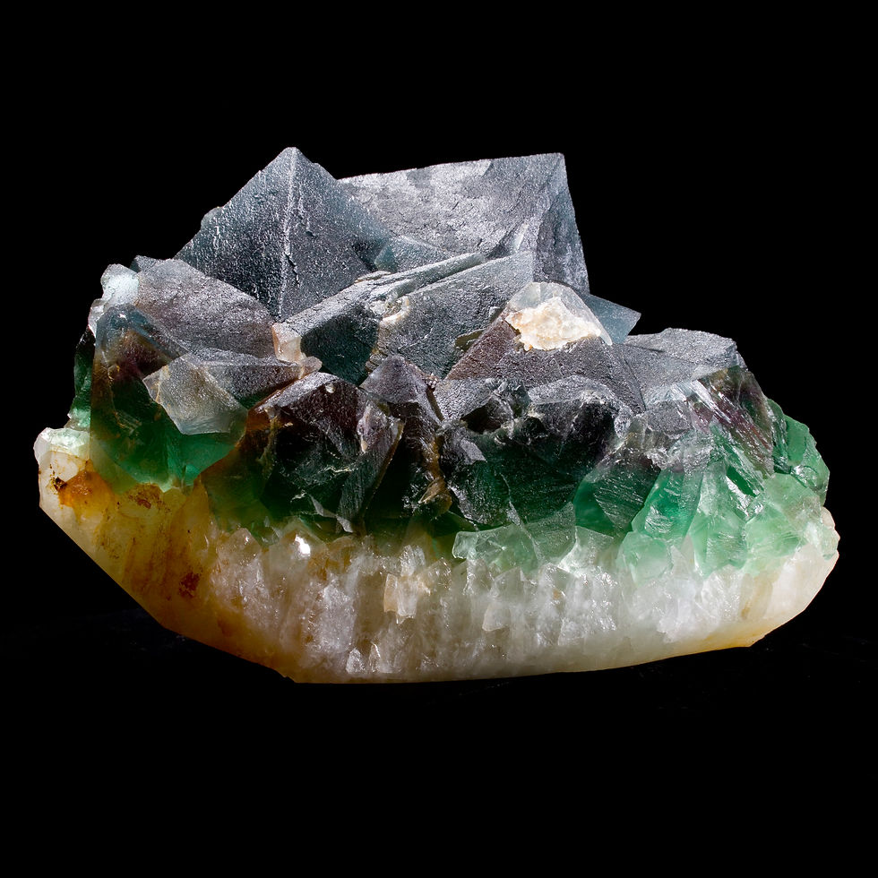 Green Octahedral Fluorite with Magenta Phantoms - De'an Fluorite Mine, China - Studio Mineralia Earth Art Gallery
