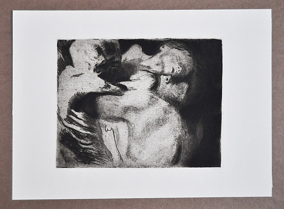 Miniaturbild: Kollwitz, Käthe, Tod und Frau um das Kind ringend, Radierung, 1911