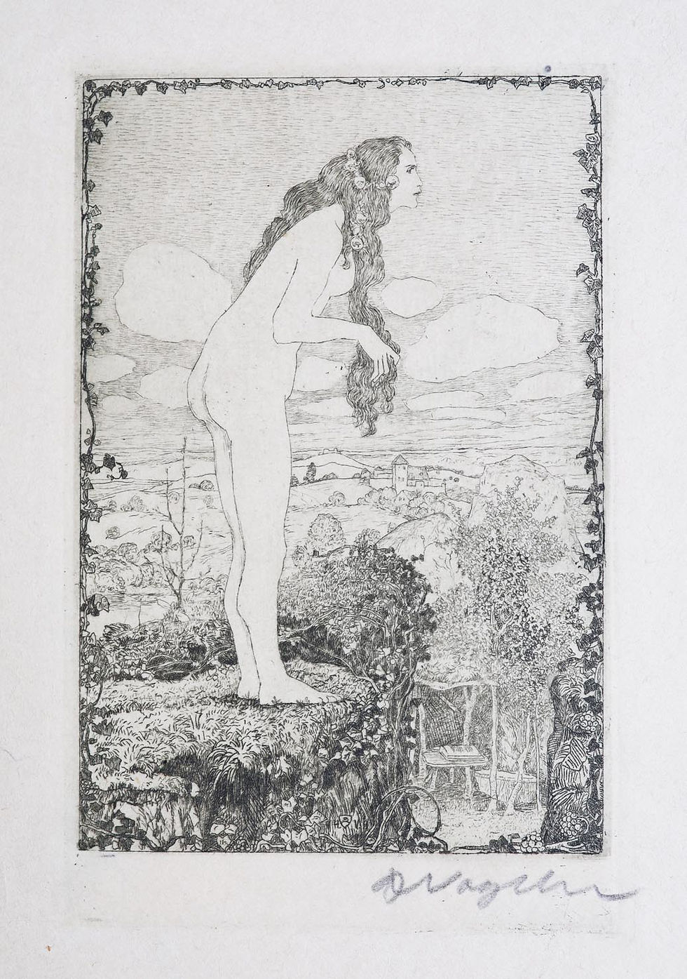 Miniaturbild: Vogeler, Heinrich, Nymphe, Radierung, 1907