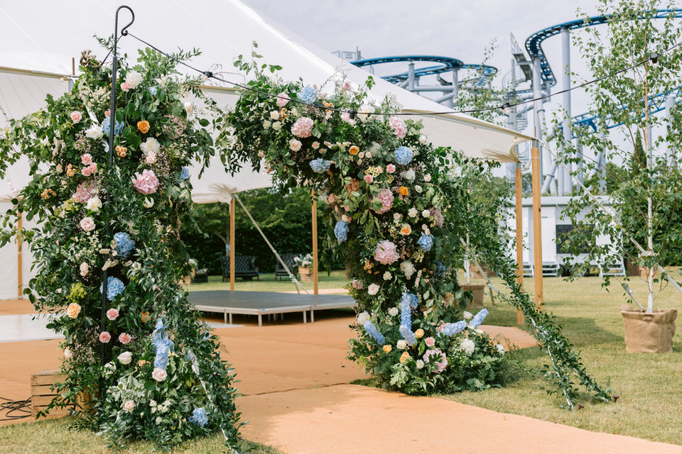 Marquee Wedding Floral arch entranceway 