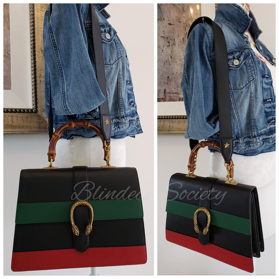 Thumbnail: Gucci Dionysus Bamboo Large Tri Color Leather Green & Red Signaure Web
