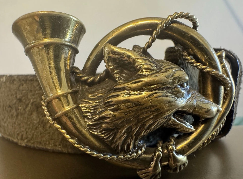 Thumbnail: Ralph Lauren Women’s Vintage 80s Brass Fox Hunting Horn Belt Size 28