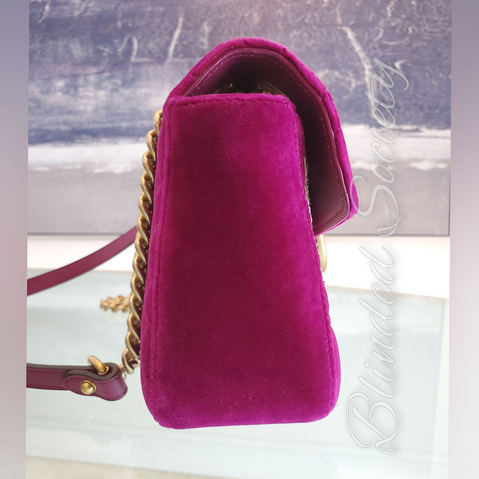 Thumbnail: Gucci Fuscia Velvet GG Marmont Chain Crossbody Bag 