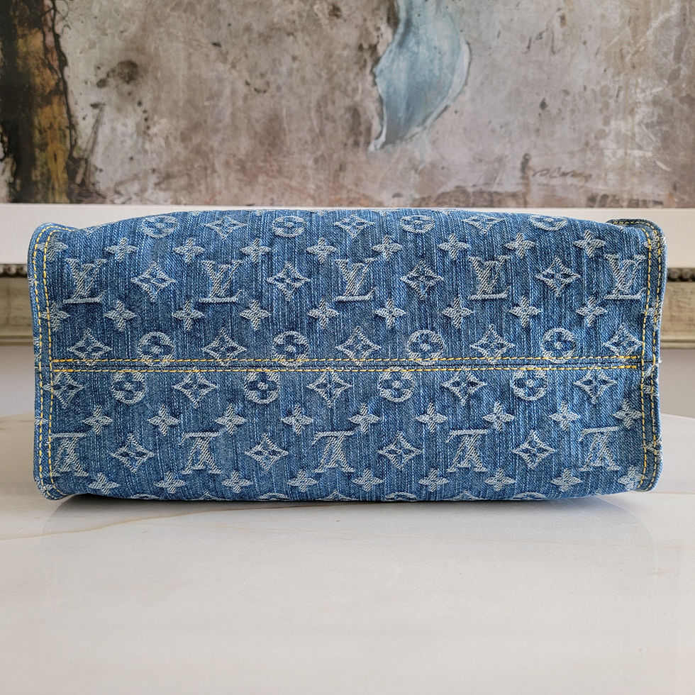 Thumbnail: Louis Vuitton Onthego MM Monogram Denim Remix Handbag 2024 Vachetta Trim RARE