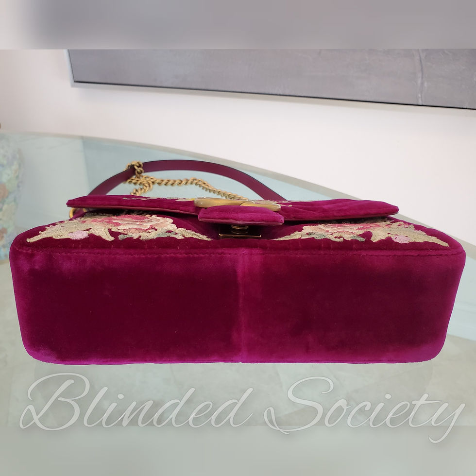 Thumbnail: Gucci Fuscia Velvet GG Marmont Chain Crossbody Bag 