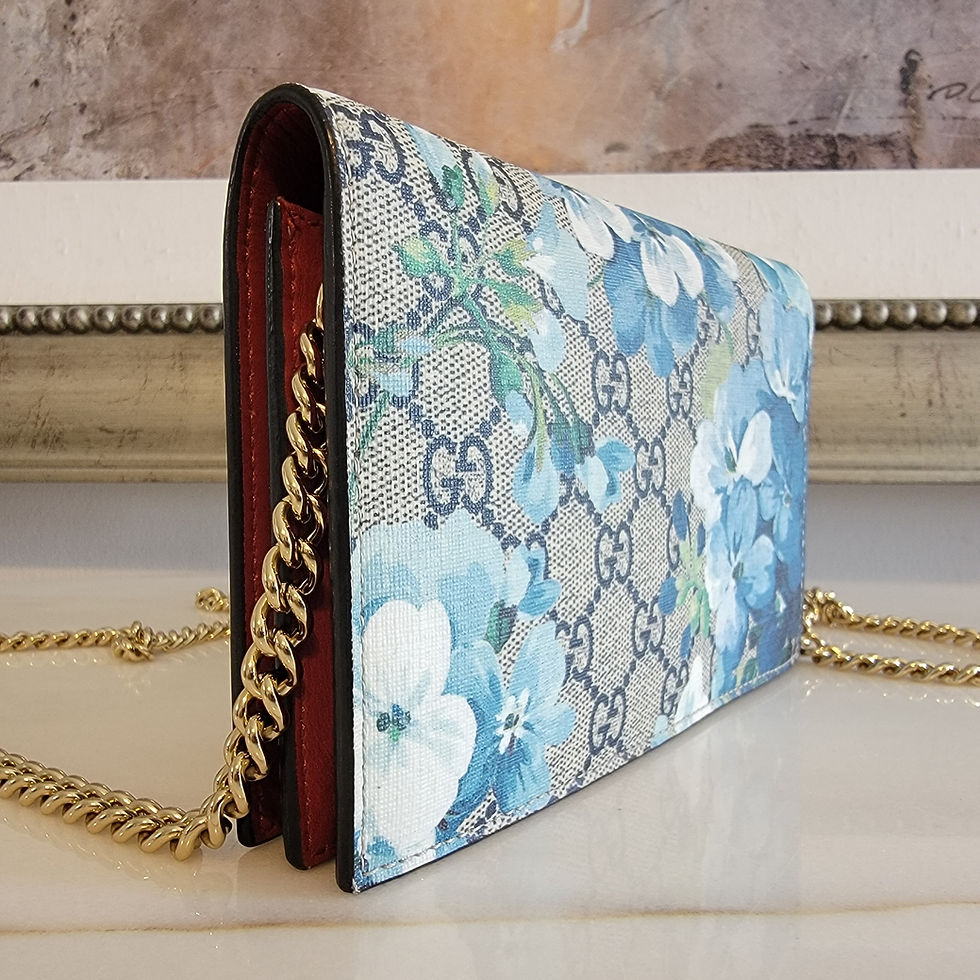 Thumbnail: Gucci GG Supreme Blooms WOC Chain Crossbody Bag Wallet Blue Floral